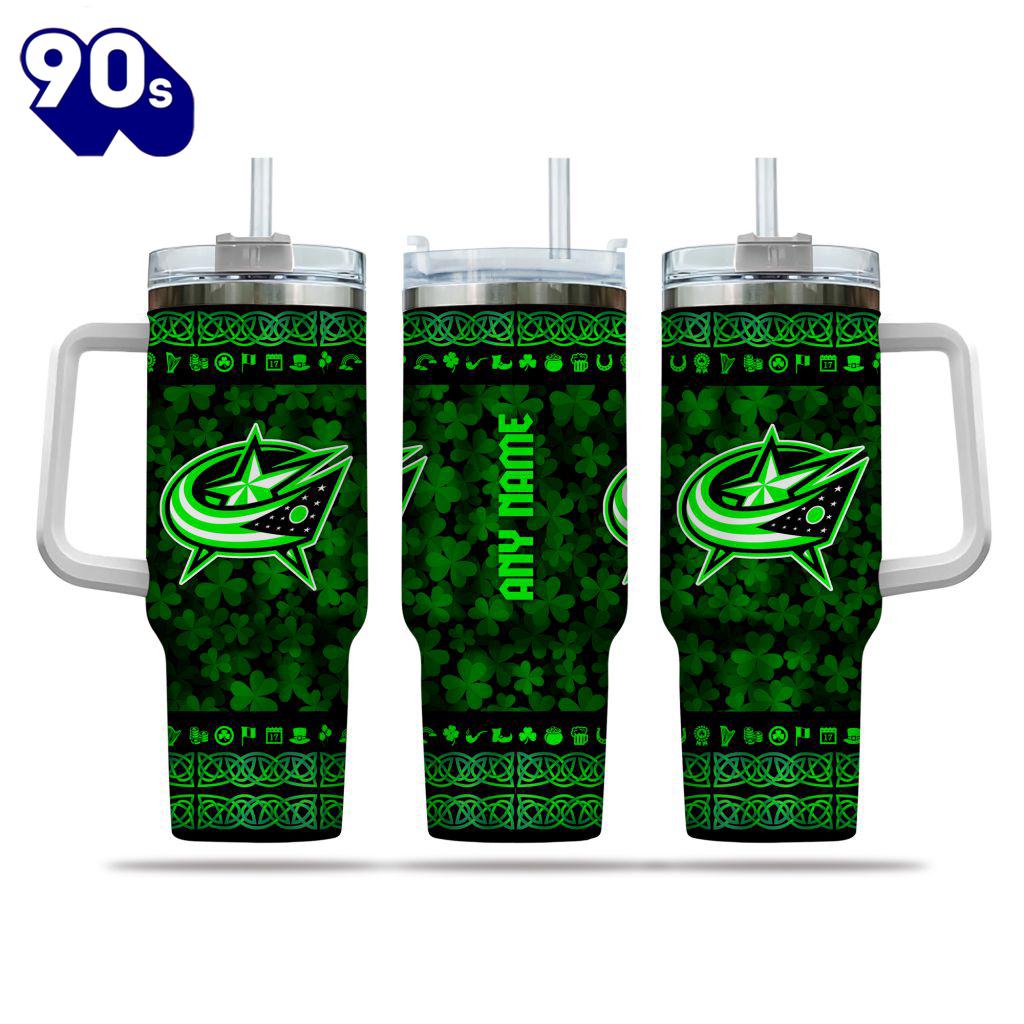 NHL Columbus Blue Jackets Happy St. Patrick's Day Custom Stanley Quencher 40oz Stainless Steel Tumbler With Handle - NHL Tumbler 40oz NHL Columbus Blue Jackets Happy St. Patrick's Day Custom Stanley Quencher 40oz Stainless Steel Tumbler With Handle - NHL Tumbler 40oz