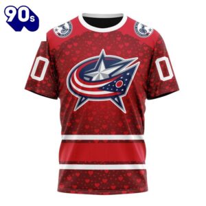 NHL Columbus Blue Jackets Special Gift For Valentines Day All Over Print Shirt