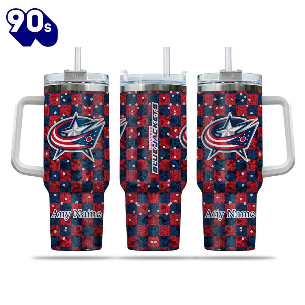 NHL Columbus Blue Jackets Stained Glass Effect Custom Stanley Quencher 40oz Stainless Steel Tumbler With Handle - NHL Tumbler 40oz NHL Columbus Blue Jackets Stained Glass Effect Custom Stanley Quencher 40oz Stainless Steel Tumbler With Handle - NHL Tumbler 40oz