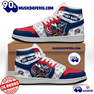 NHL Columbus Blue Jackets With Team Mascot Customized Air Jordan 1 Sneaker