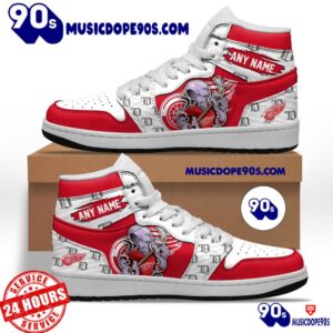 NHL Detroit Red Wings With Team Mascot Customized Air Jordan 1 Sneaker