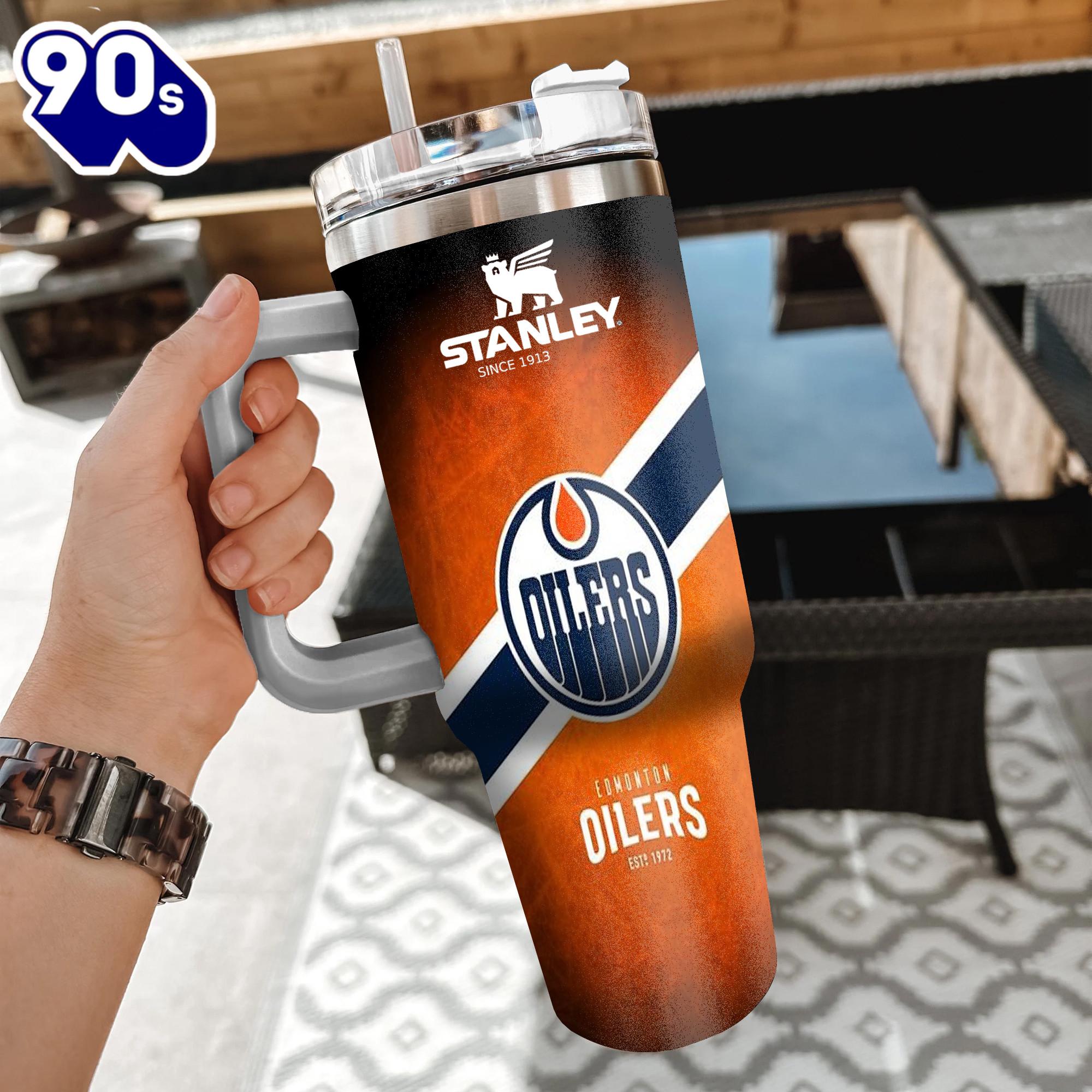 NHL Edmonton Oilers Custom Stanley Quencher 40oz Stainless Steel Tumbler With Handle - NHL Tumbler 40oz NHL Edmonton Oilers Custom Stanley Quencher 40oz Stainless Steel Tumbler With Handle - NHL Tumbler 40oz