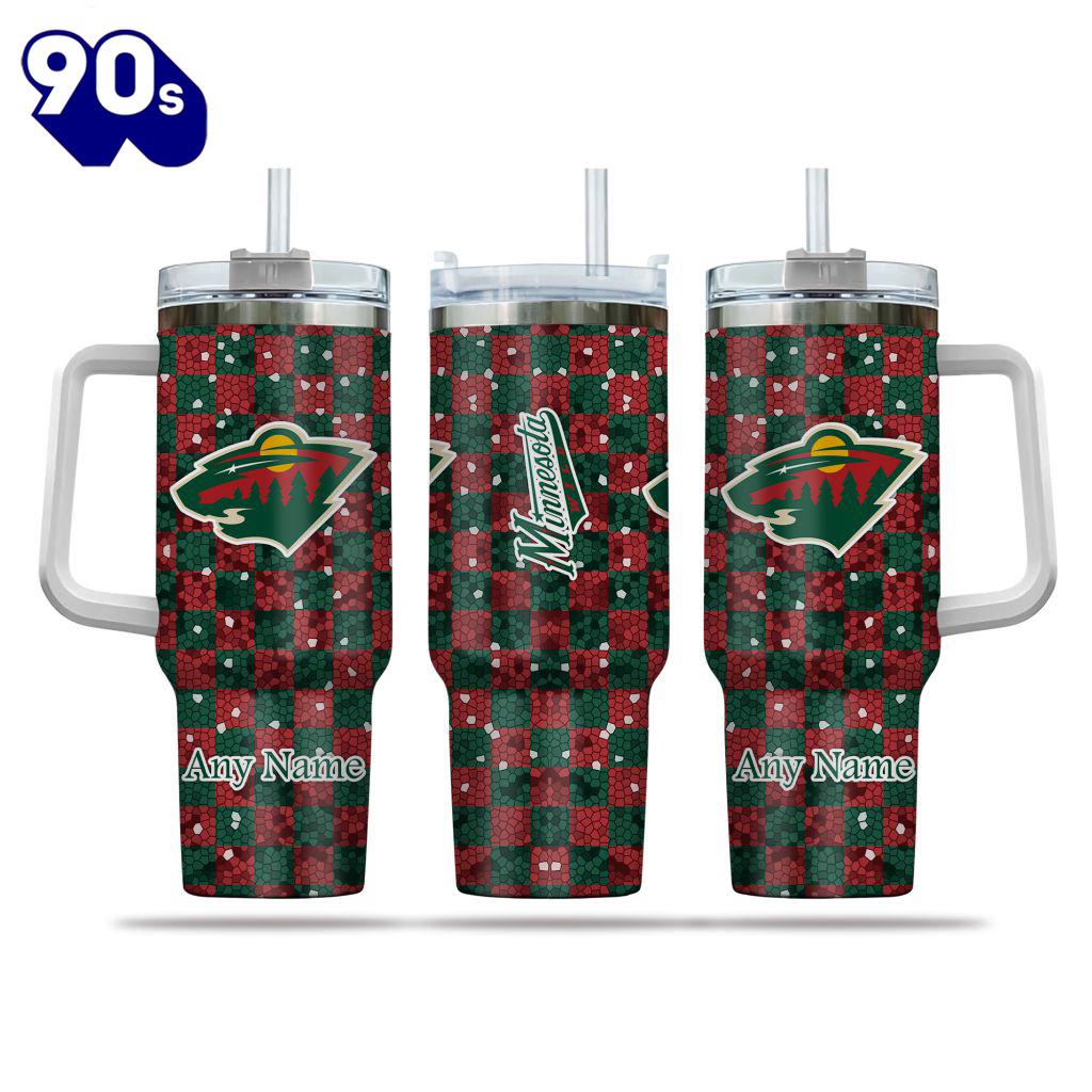 NHL Minnesota Wild Stained Glass Effect Custom Stanley Quencher 40oz Stainless Steel Tumbler With Handle - NHL Tumbler 40oz NHL Minnesota Wild Stained Glass Effect Custom Stanley Quencher 40oz Stainless Steel Tumbler With Handle - NHL Tumbler 40oz