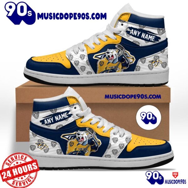 NHL Nashville Predators With Team Mascot Customized Air Jordan 1 Sneaker