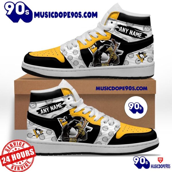 NHL Pittsburgh Penguins With Team Mascot Customized Air Jordan 1 Sneaker