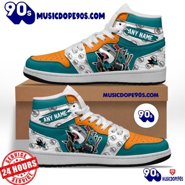 NHL San Jose Sharks With Team Mascot Customized Air Jordan 1 Sneaker