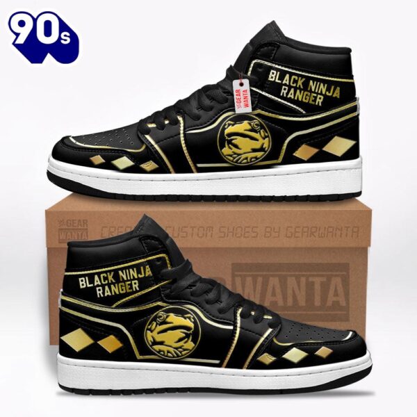 Ninja Black Ranger Mighty Morphin J1 Shoes Custom Sneakers