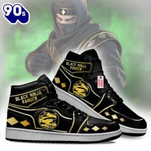 Ninja Black Ranger Mighty Morphin J1 Shoes Custom Sneakers