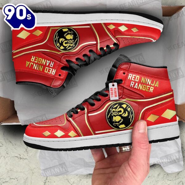 Ninja Red Ranger Mighty Morphin J1 Shoes Custom Sneakers