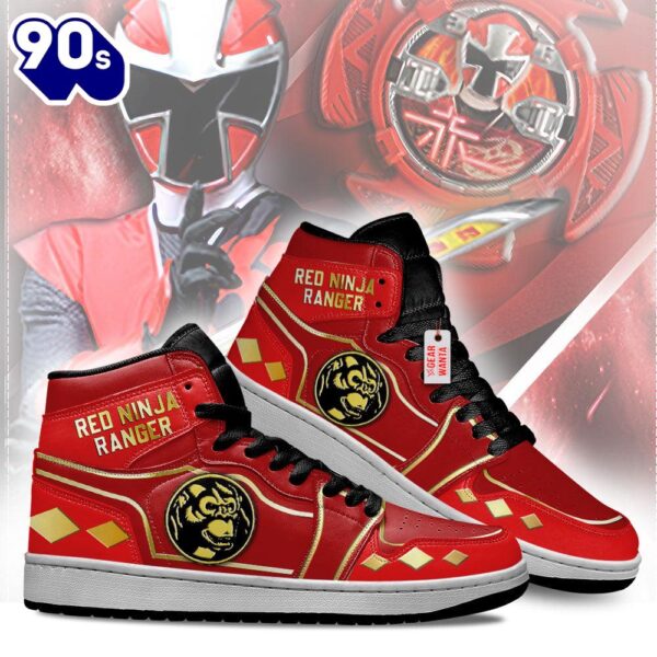 Ninja Red Ranger Mighty Morphin J1 Shoes Custom Sneakers