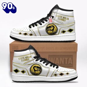 Ninja White Ranger Mighty Morphin J1 Shoes Custom Sneakers