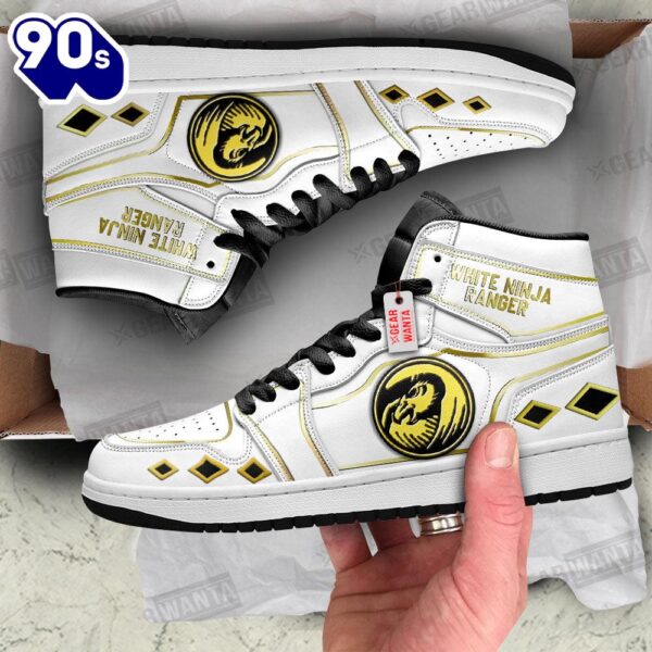 Ninja White Ranger Mighty Morphin J1 Shoes Custom Sneakers