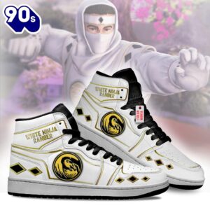 Ninja White Ranger Mighty Morphin J1 Shoes Custom Sneakers