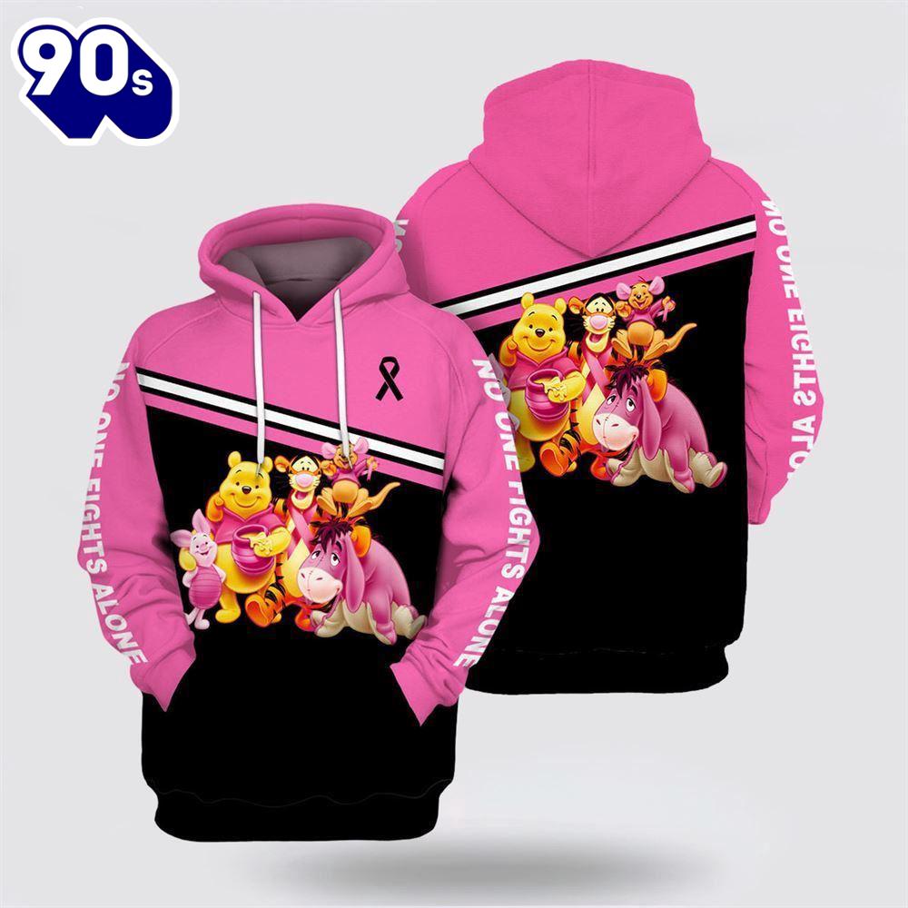 No One Fights Alone Winnie The Pooh Eeyore Tigger Black Pink Hoodie No One Fights Alone Winnie The Pooh Eeyore Tigger Black Pink Hoodie