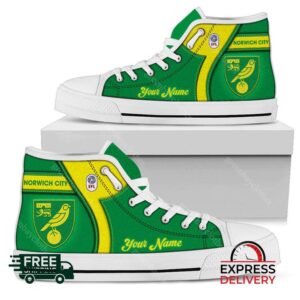 Norwich City Personalzied High Top Canvas Shoes