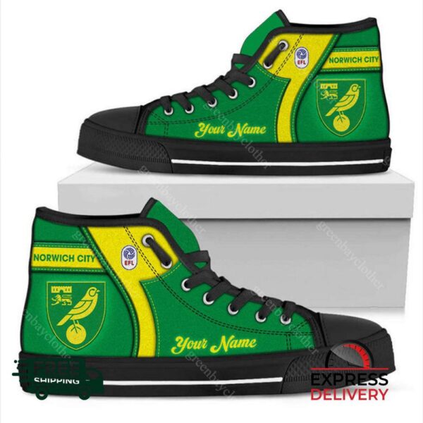 Norwich City Personalzied High Top Canvas Shoes