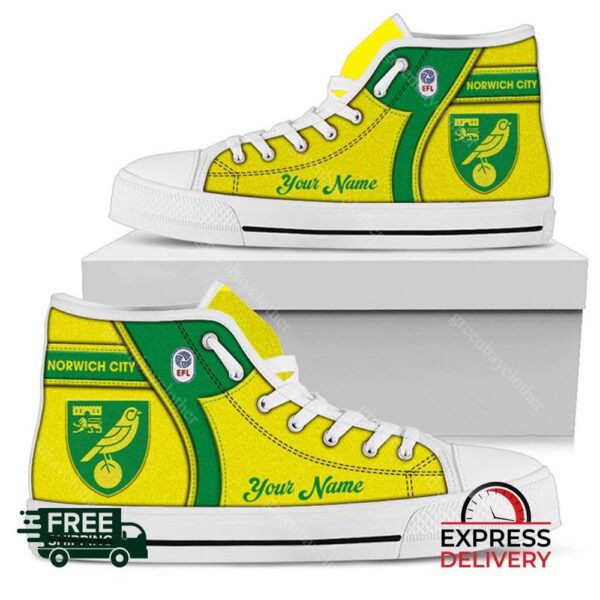 Norwich City Personalzied High Top Canvas Shoes