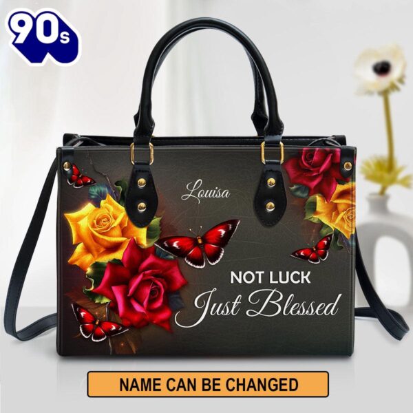 Not Luck Just Blessed Personalized Rose Leather Bag For Women , Christian Bags  Gift For Women Christmas