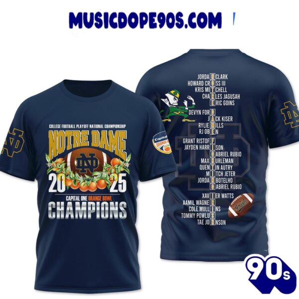 Notre Dame 2025 Capital One Orange Bowl Champions College Teams 3D T-Shirt