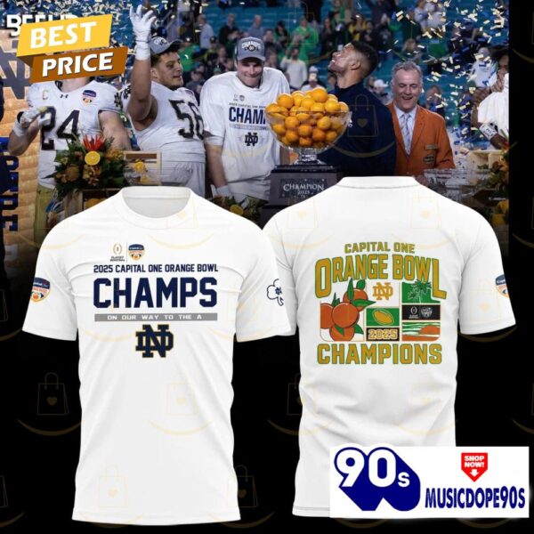 Notre Dame Fighting Irish Football 2025 Orange Bowl Champions Design 3D T-Shirt