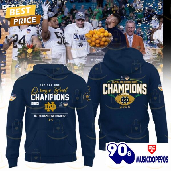 Notre Dame Fighting Irish Football 2025 Orange Bowl Champions Hoodie – Blue