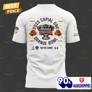 Notre Dame Fighting Irish Football 2025 Sugar Bowl Champions 3D T-Shirt - White