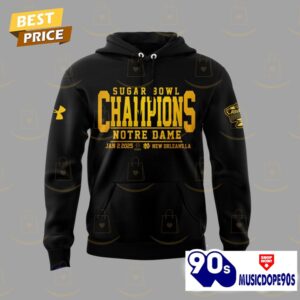 Notre Dame Fighting Irish Football Champions Sugar Bowl 2025 Hoodie - Black