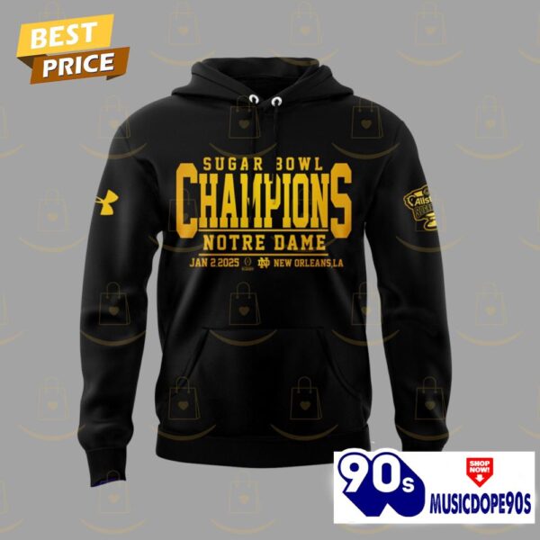 Notre Dame Fighting Irish Football Champions Sugar Bowl 2025 Hoodie – Black