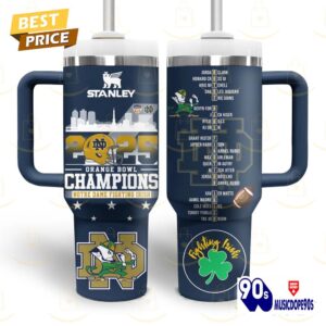 Notre Dame Fighting Irish Orange Bowl Champions 2025 Tumbler With Handle And Straw