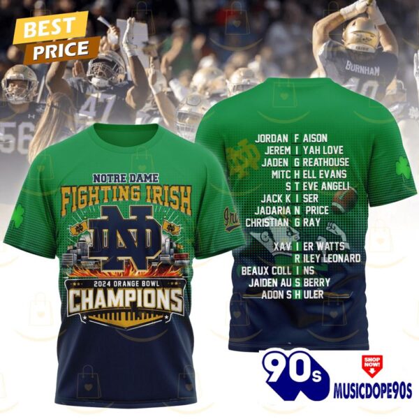 Notre Dame Fighting Irish Orange Bowl Champions 3D T-Shirt