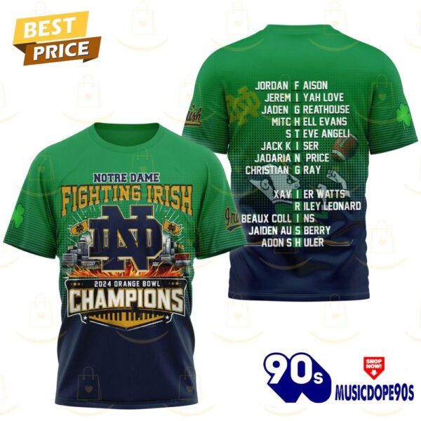 Notre Dame Fighting Irish Orange Bowl Champions 3D T-Shirt