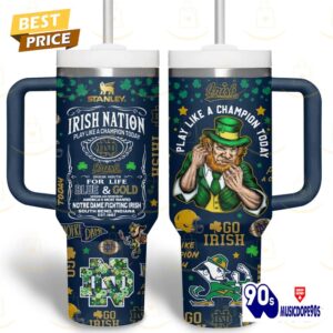 Notre Dame Fighting Irish - Play Like A Champion Today Tumbler With Handle And Straw