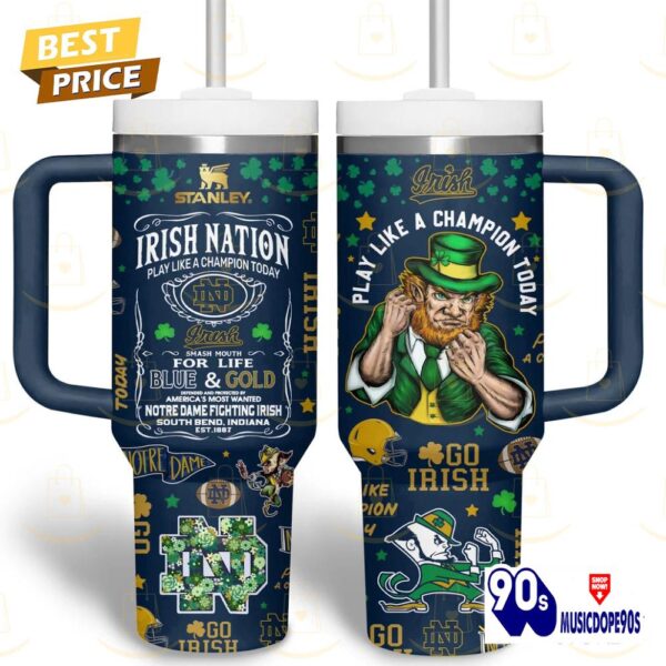 Notre Dame Fighting Irish – Play Like A Champion Today Tumbler With Handle And Straw