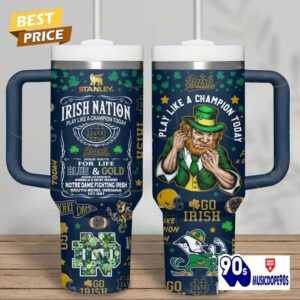 Notre Dame Fighting Irish - Play Like A Champion Today Tumbler With Handle And Straw