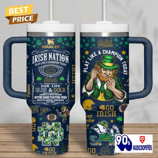 Notre Dame Fighting Irish – Play Like A Champion Today Tumbler With Handle And Straw