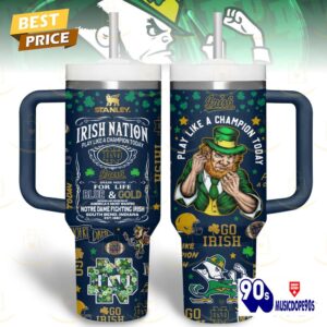 Notre Dame Fighting Irish – Play Like A Champion Today Tumbler With Handle And Straw