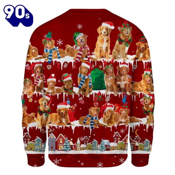Nova Scotia Duck Tolling Retriever Snow Winter Festive Celebration Ugly Christmas Sweater