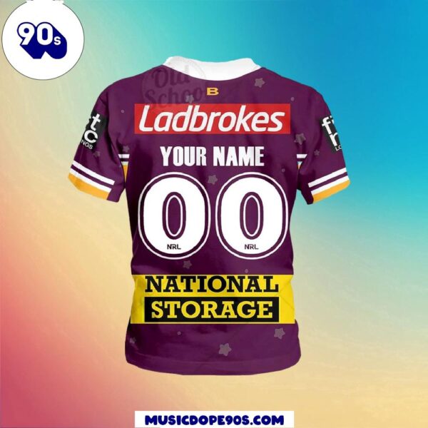 NRL Brisbane Broncos Custom Name Number Bluey Jersey Kids T-shirt