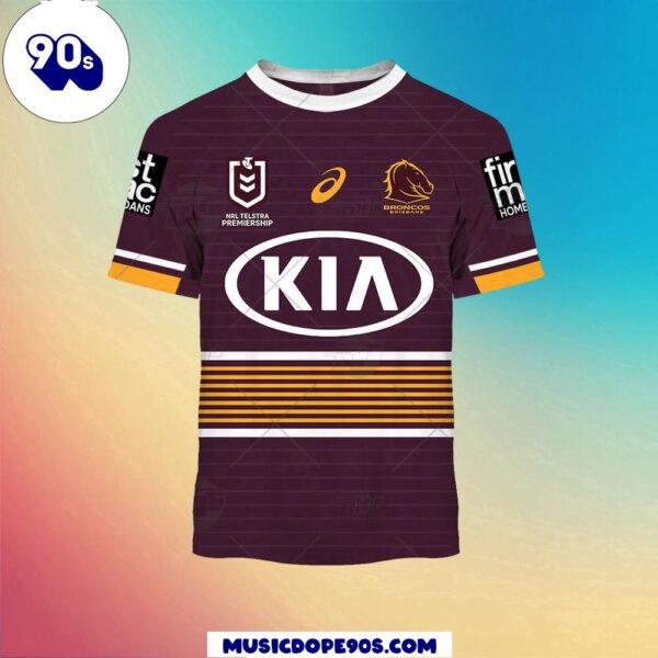 NRL Brisbane Broncos Custom Name Number Home Jersey Kids T-shirt