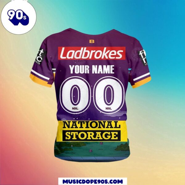 NRL Brisbane Broncos Custom Name Number The Simpsons Halloween Jersey Kids T-shirt