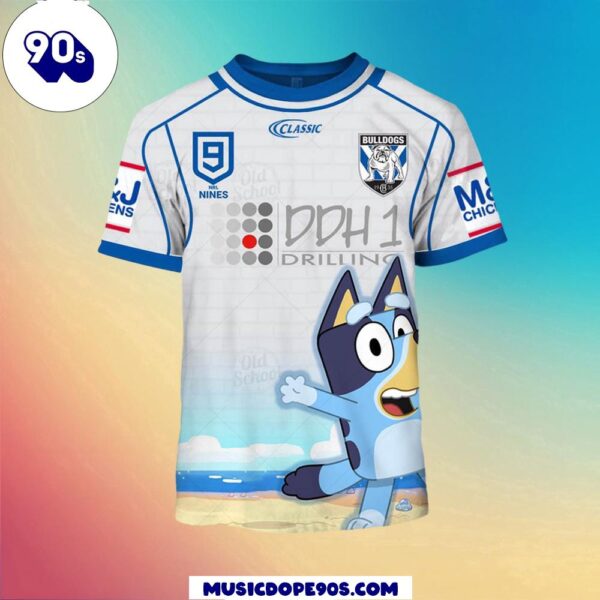 NRL Canterbury-Bankstown Bulldogs Custom Name Number x Bluey Jersey Kids T-shirt