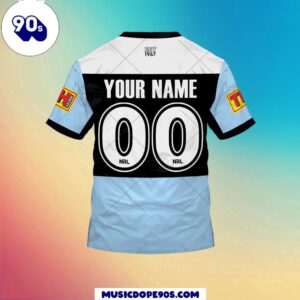 NRL Cronulla-Sutherland Sharks Custom Name Number Home Jersey Kids T-shirt