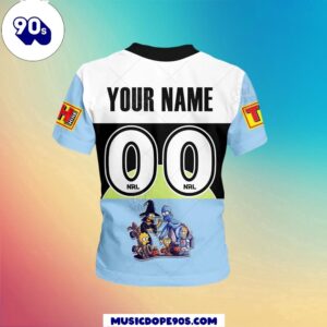 NRL Cronulla-Sutherland Sharks Custom Name Number x The Simpsons Halloween Jersey Kids T-shirt