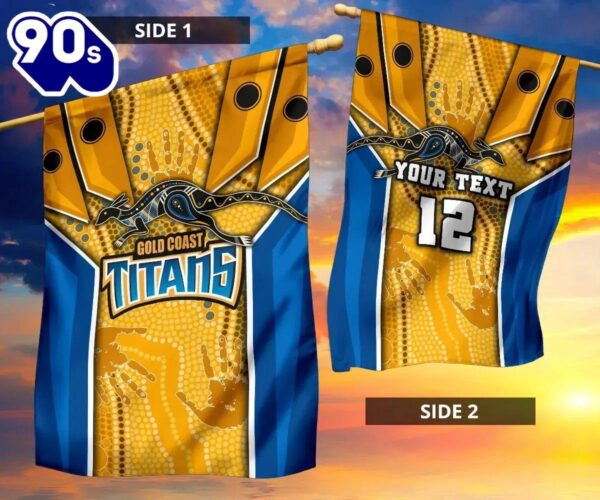 NRL Gold Coast Titans Custom Name Number Aboriginal Armor Version House Flag