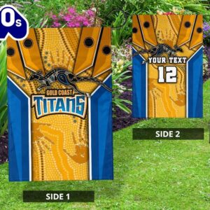 NRL Gold Coast Titans Custom Name Number Aboriginal Armor Version House Flag