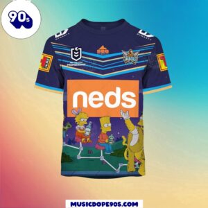 NRL Gold Coast Titans Custom Name Number x The Simpsons Halloween Kids T-shirt