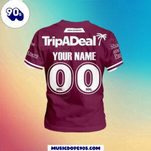 NRL Manly Warringah Sea Eagles Custom Name Number Jersey Kids T-shirt