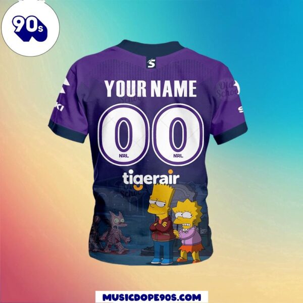 NRL Melbourne Storm Custom Name Number x The Simpsons Halloween Kids T-shirt