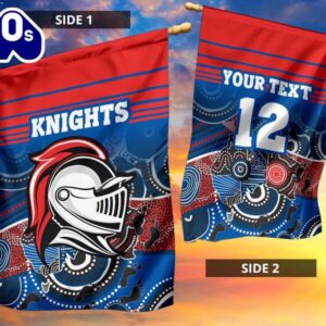 NRL Newcastle Knights Custom Name Number Aboriginal Horizontal Style House Flag