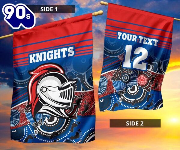 NRL Newcastle Knights Custom Name Number Aboriginal Horizontal Style House Flag